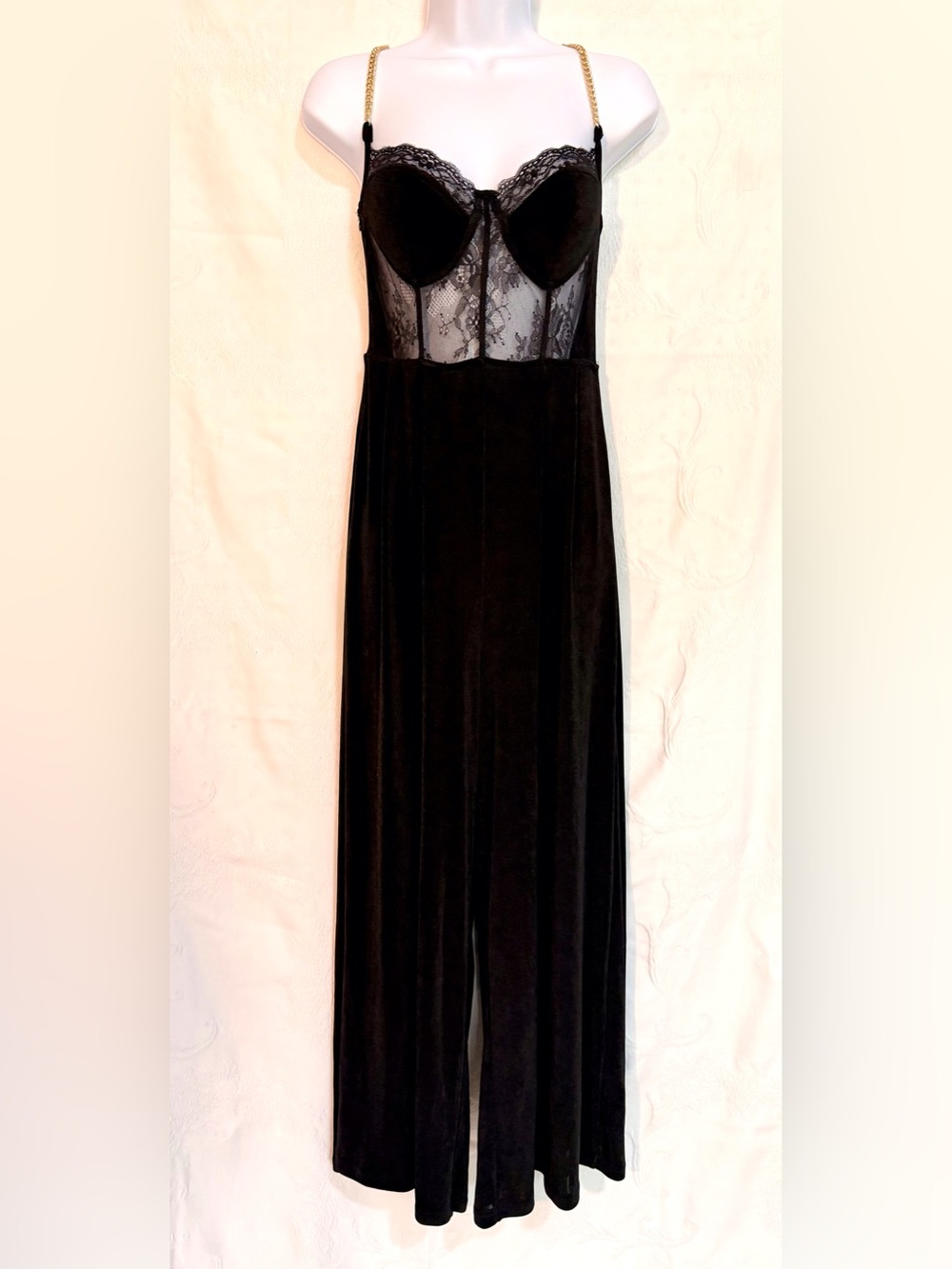 NWT Cider Black Lace Detail Jumpsuit D0052